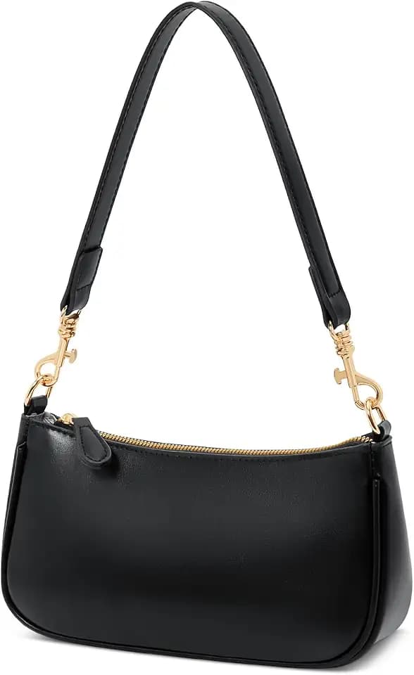 KKXIU Small Black Purse for Women, Cute Mini Shoulder Bag Zipper Closure