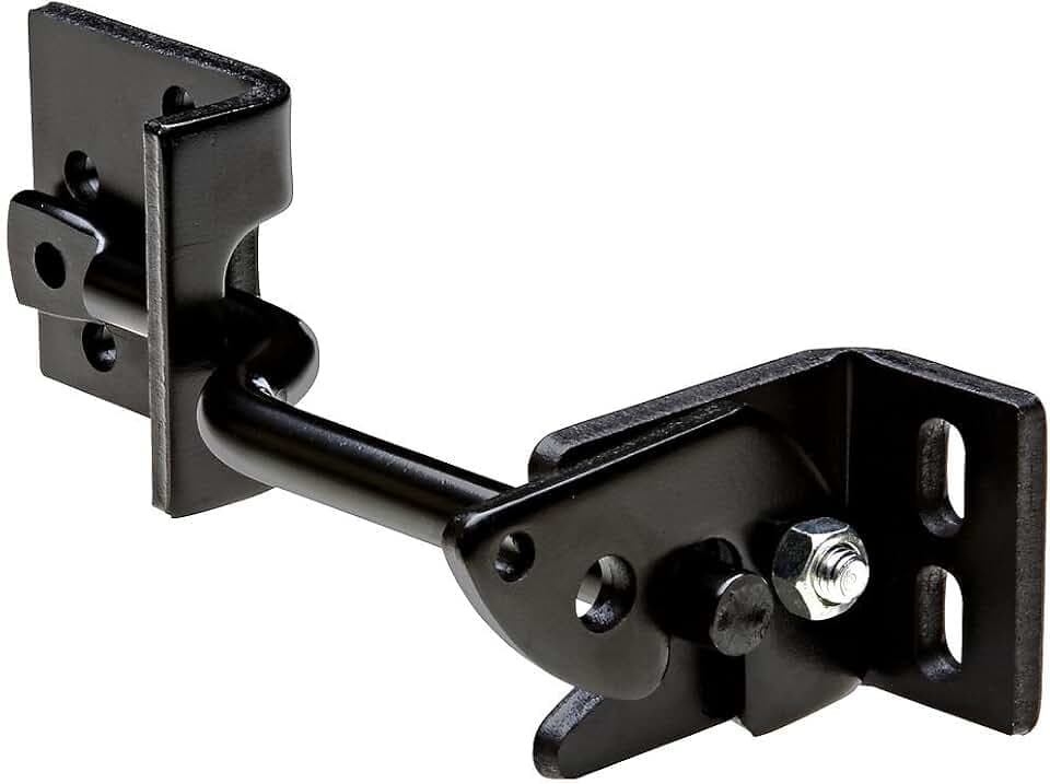 National Hardware Adjust-O-Matic Gate Latch V23A, 8in, Black Steel, Heavy Duty