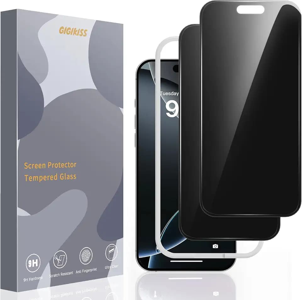 GIGIKISS Compatible for iPhone 17 Air Privacy Screen Protector 6.5 inch, Anti Spy Anti Blue Light HD Tempered Glass Screen Protector Easy Installation, Case Friendly, 2 Pack Black