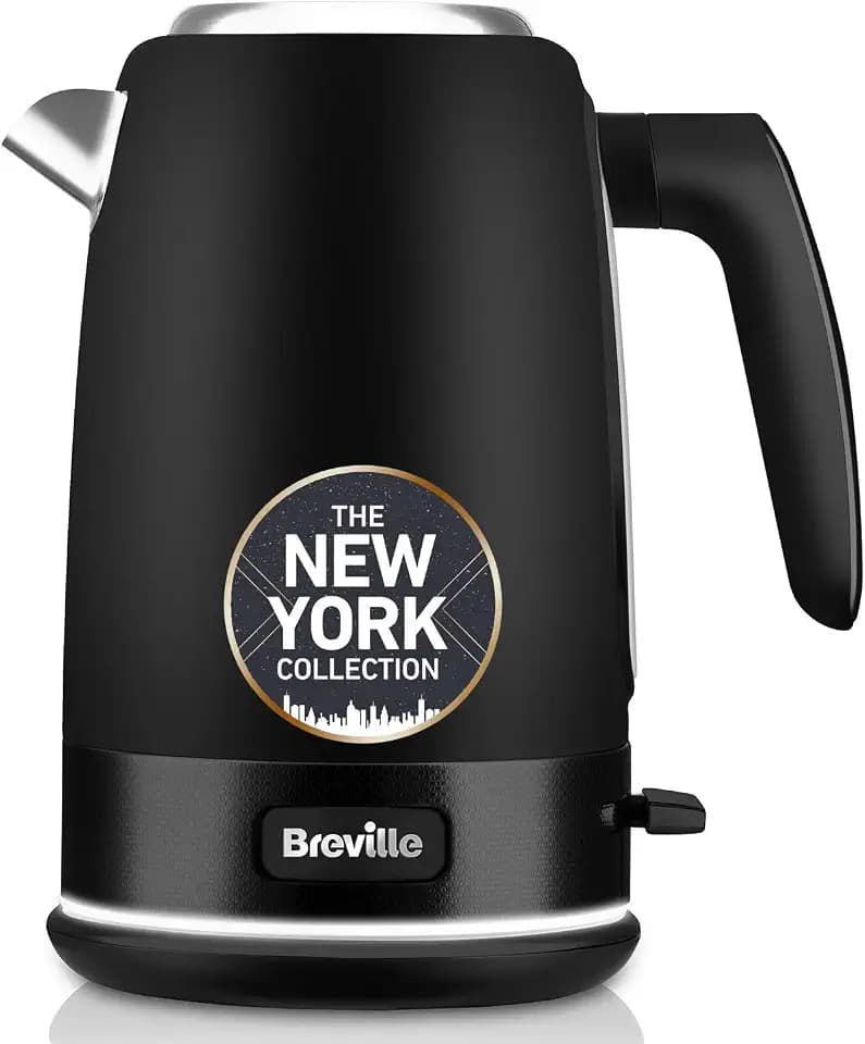 Breville elektrischer Wasserkocher | 1,7 l | 8 Tassen | 3 kW für schnelles Erhitzen | „New York“-Kollektion | Schwarz [VKT146X]