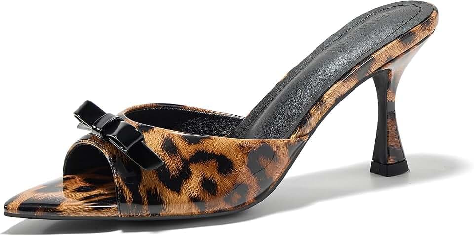 Womens Open Pointed Toe Slip On Mules High Heel Slide Sandals