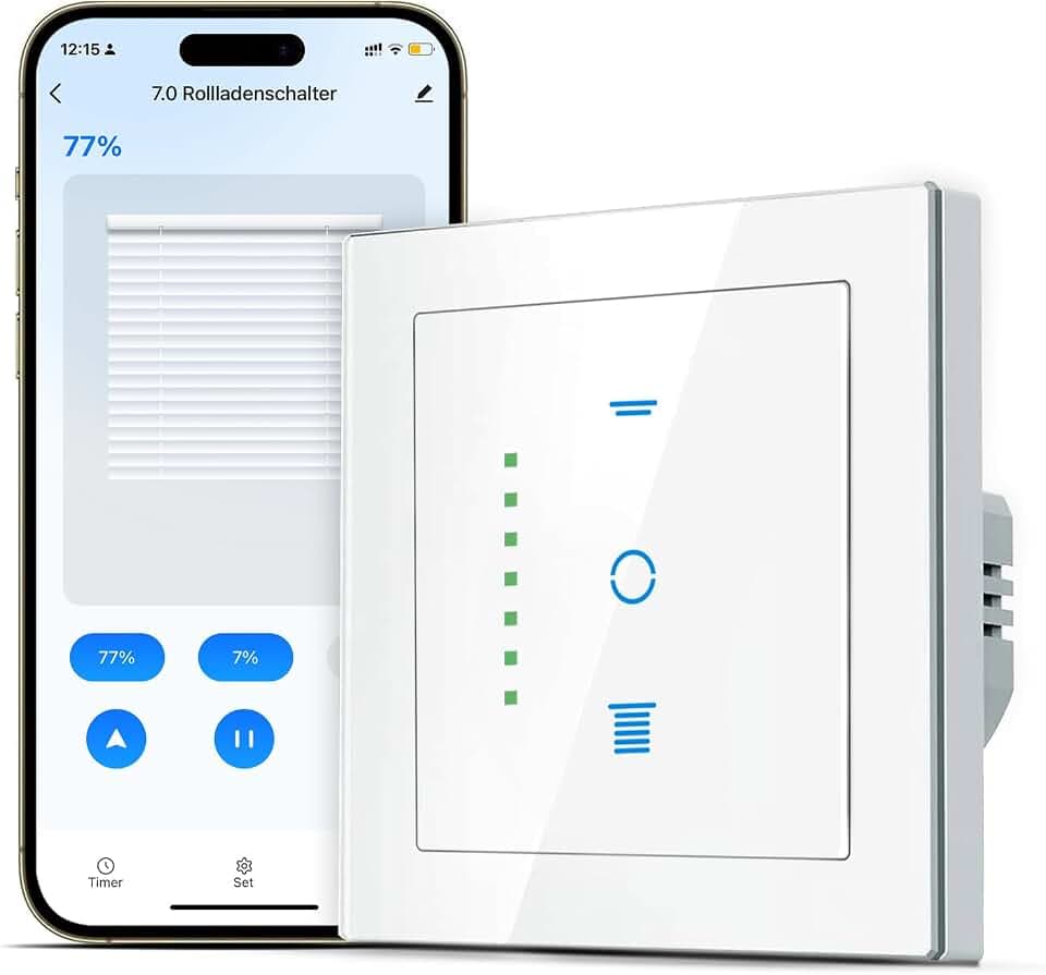 SMARTERCURRY Wlan Rolladenschalter Smart [7 Gen] 80 * 80mm Weiß 1 Stück