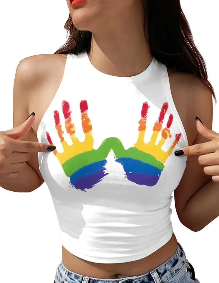 American USA Flag Crop Tops for Women T Shirt Patriotic 4th of July Cami Independence Tops