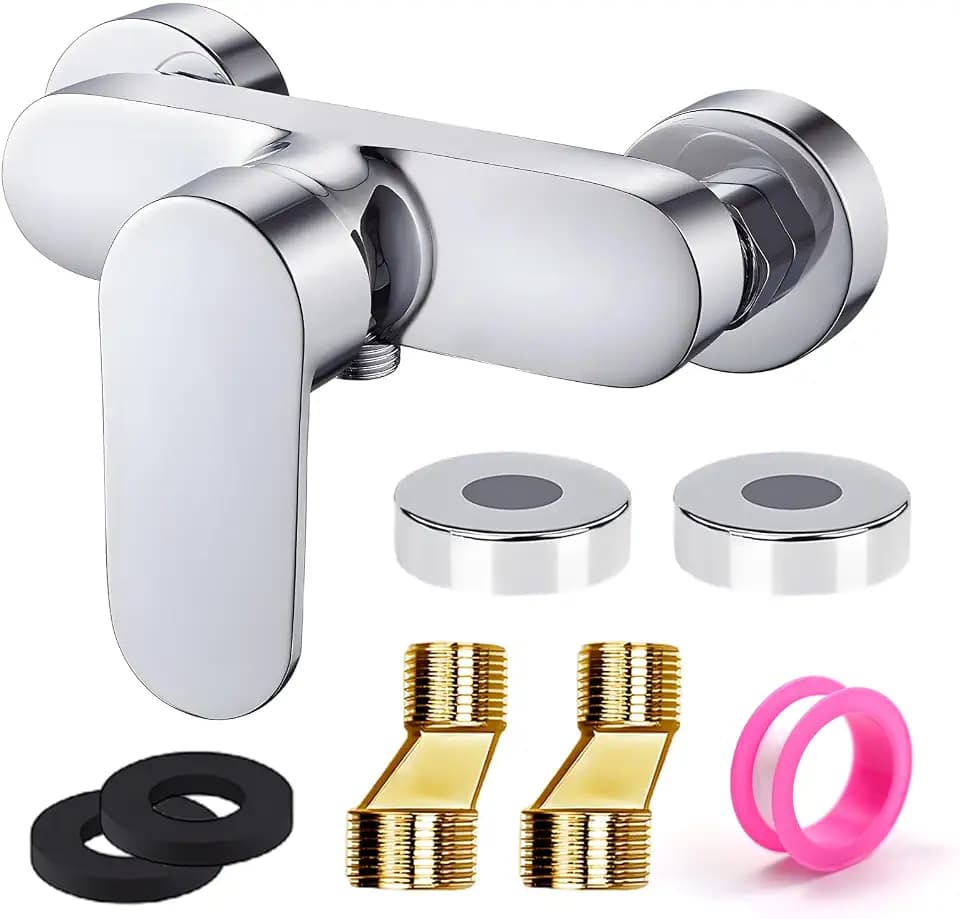 Mischbatterie Dusche, Duscharmatur Einhebelmischer, Einhebelmischer Dusche, Duscharmatur, Mischbatterie für Dusche Wandmontage, Chrom-Wasserhahn Dusche mit G ½ Auslauf