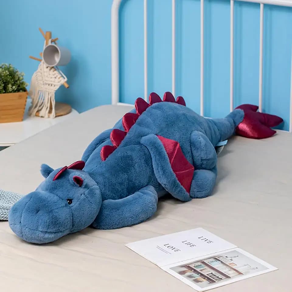 Weighted Dragon Stuffed Animal 35.4" 5Lbs, Medium Blue Weighted Plush Dragon Toy for Kids and Adults(2025 Weighted Version)