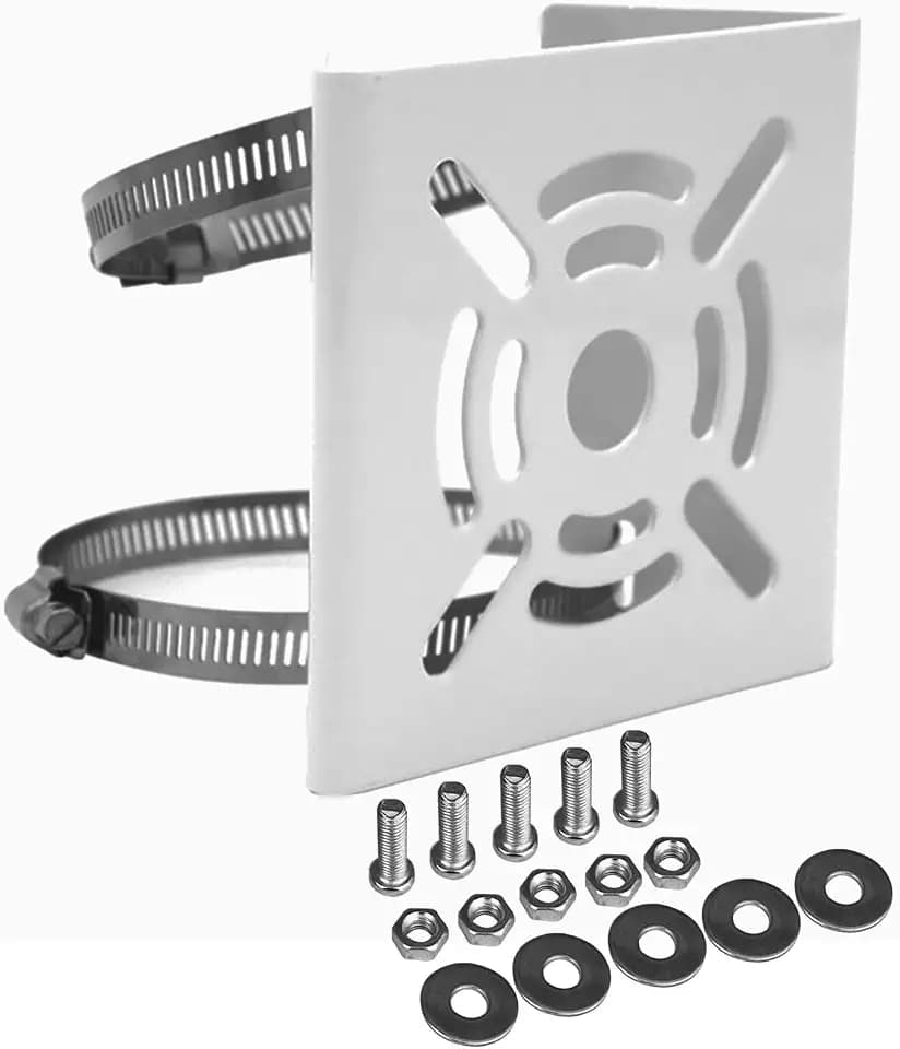 WiTi Universal vertikale Stangenhalterung für Überwachungskamera, solide Metallmontage Eckhalterung mit 2 Schlaufen, geeignet für CCTV Kameras LED Wand/Bühnenleuchten, Sonnenkollektoren (kleine Größe)