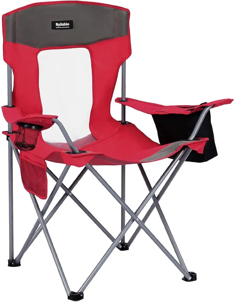 Byliable Camping Chairs Portable Lightweight Folding Lawn Chairs, Red