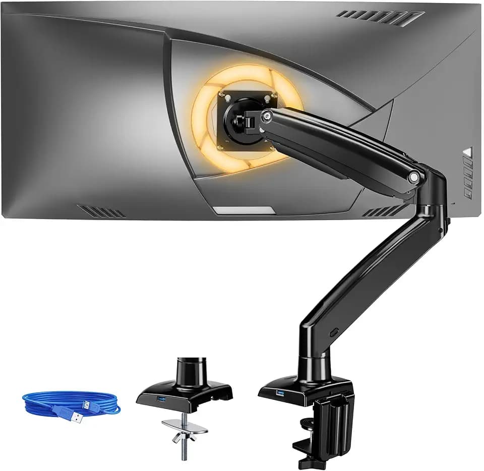 ErGear 17 to 49 inches Single Monitor Mount for Ultrawide Screens,Holds 26.5lbs,Heavy Duty Single Monitor Arm,Single Monitor Stand with Swivel,Tilt,Rotation for Home and Office,VESA 75/100mm