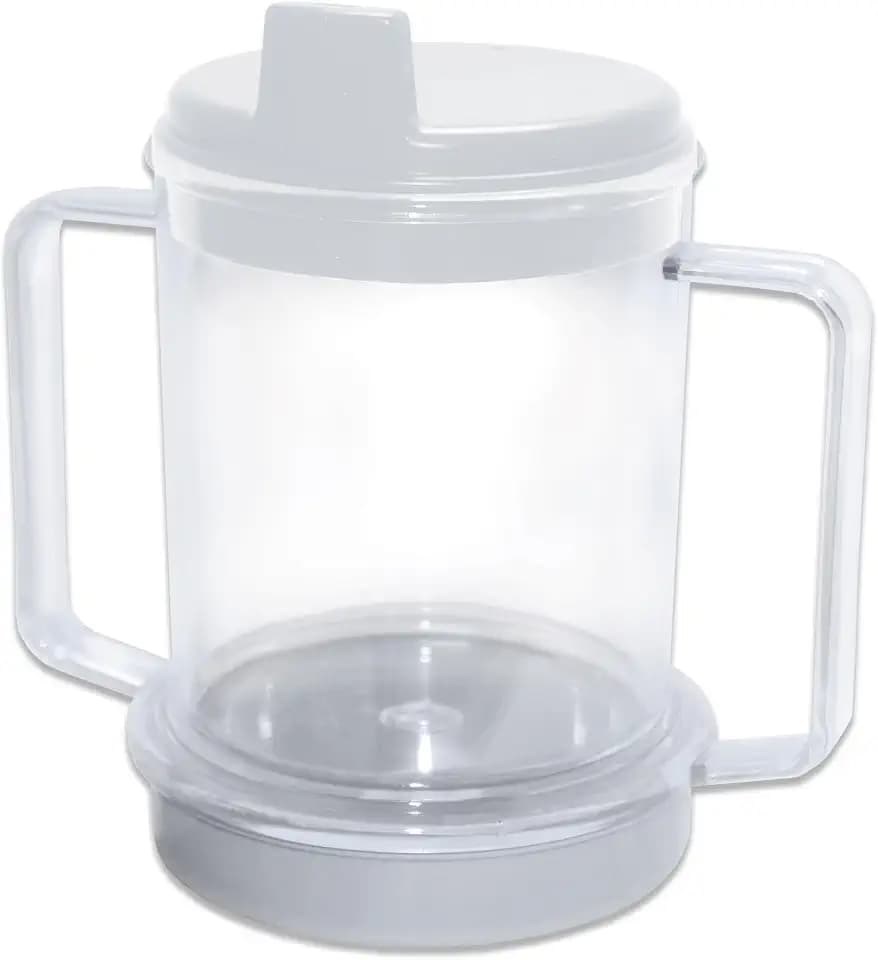 Rehabilitation Advantage Clear Spouted Cup with Two Handles, Weighted