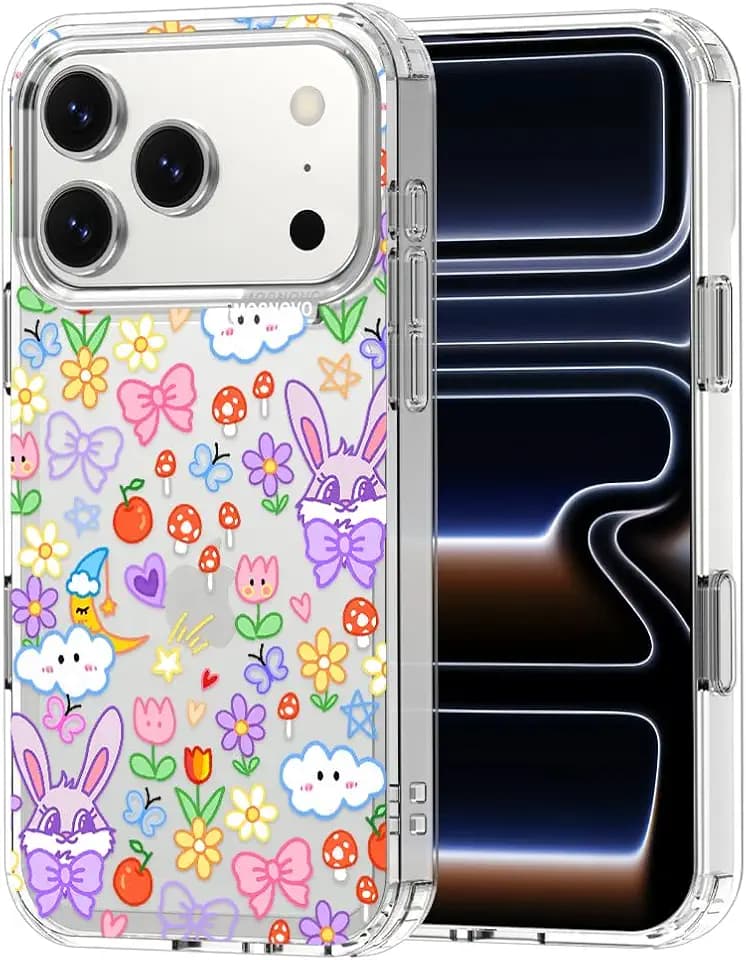 MOSNOVO for iPhone 17 Pro Case, Shockproof Military-Grade Protection 6.6ft Drop Tested, Camera Control, Clear Phone Case for iPhone 17 Pro, Whimsy Garden Design