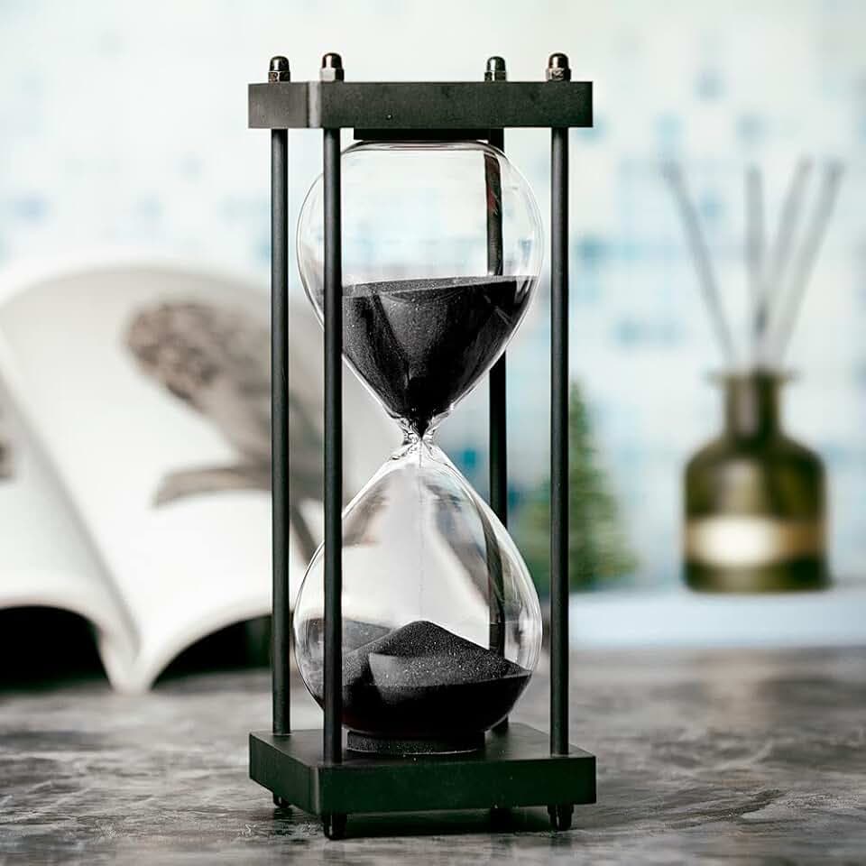 Sanduhr Timer 60 Minuten, Schwarze Holz Sanduhren, Schwarz Sand