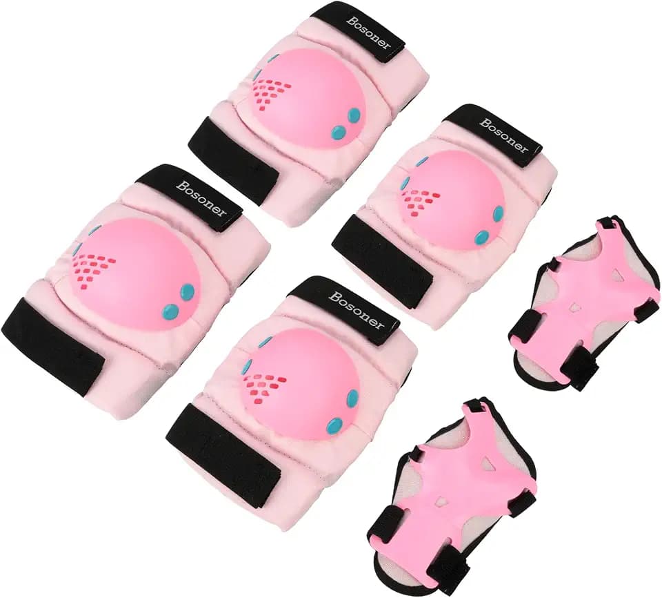 BOSONER Kids/Youth Knee Pads Elbow Pads Wrist Guards Set for 3-15 Years, Child Protective Gear Set for Roller Skates, Cycling, BMX Bike, Skateboard, Inline Skating, Scooter Riding Sports…
