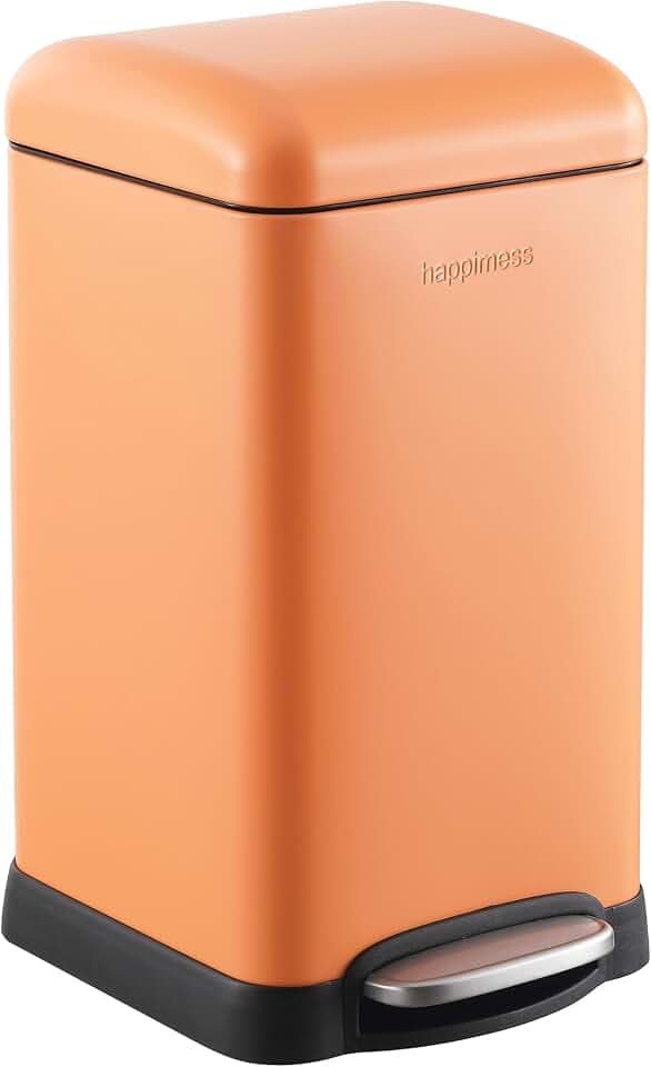 happimess Betty Retro Mini 3.2 Gal Step Trash Can, Carrot Cake