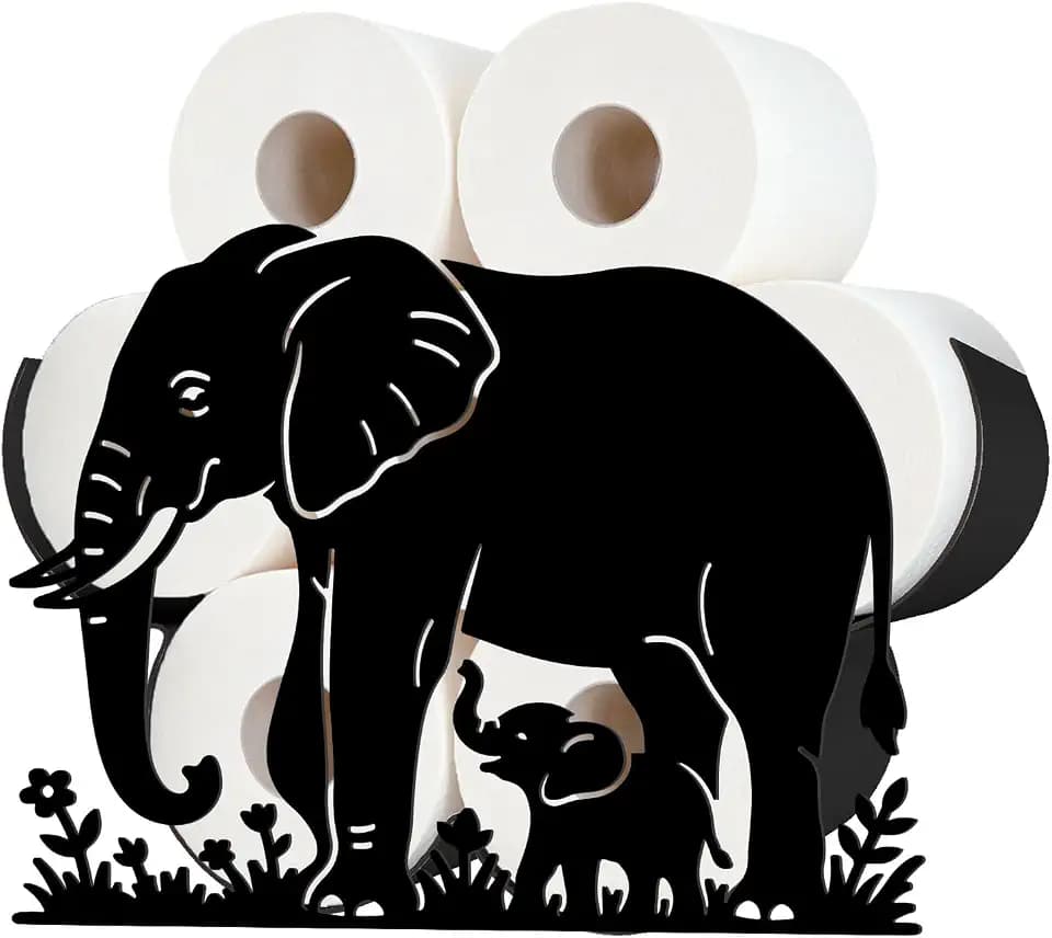 Elephant Toilet Paper Holder Wall Mount/Stand for Extra 8 Rolls