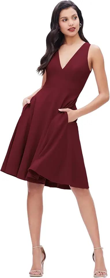 Dress the Population Women's Catalina Solid Sleeveless Fit & Flare Midi Dress