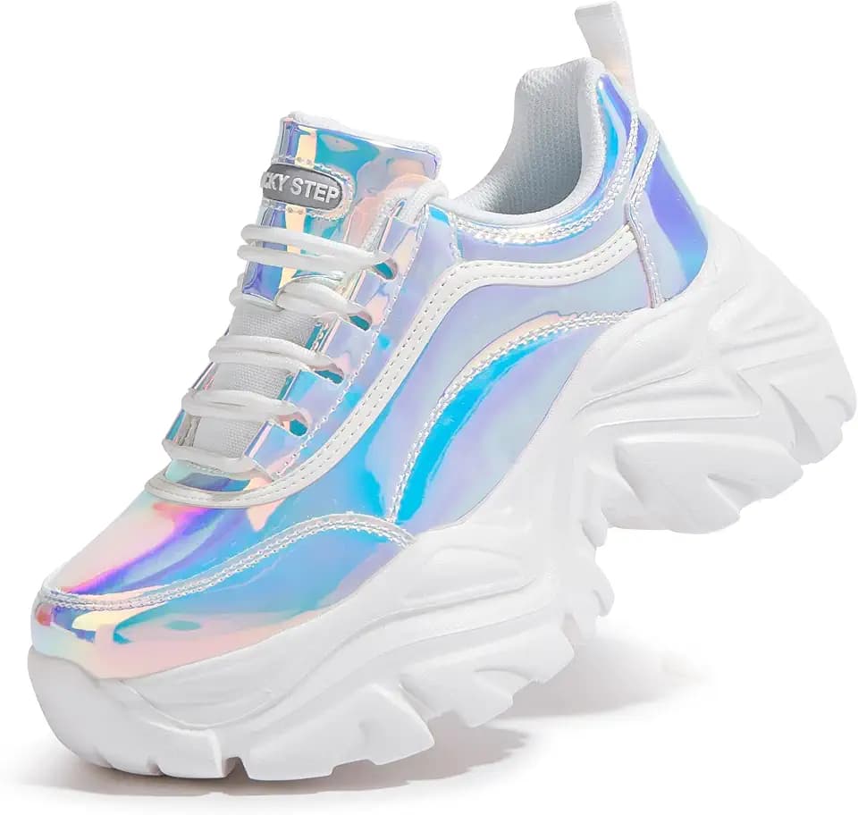 LUCKY STEP Chunky Turnschuhe für Damen, modische Plateau-Lässige Schuhe, Bequeme Keilabsatz Sneaker