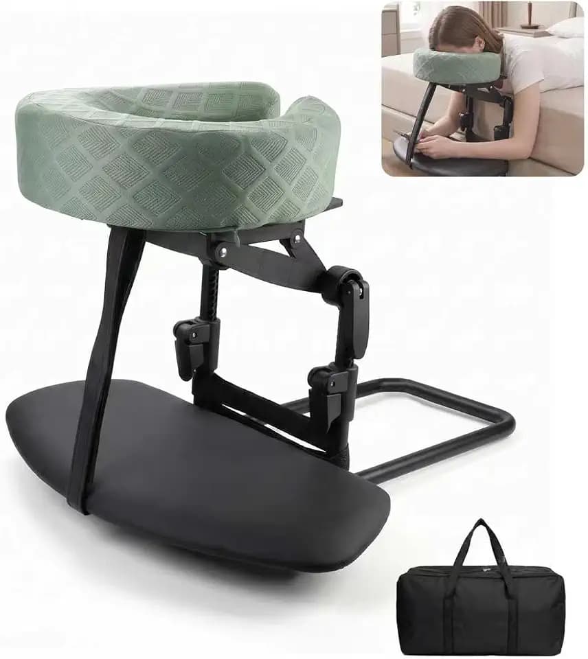 Massage Headrest for Bed with Arm Rest, Adjustable 10.62–19.68 Height & Angle Massage Face Cradle for Bed, Anti-Wobble Support, Portable Home Massage Kit for Home Massage, Eye Surgery Recovery