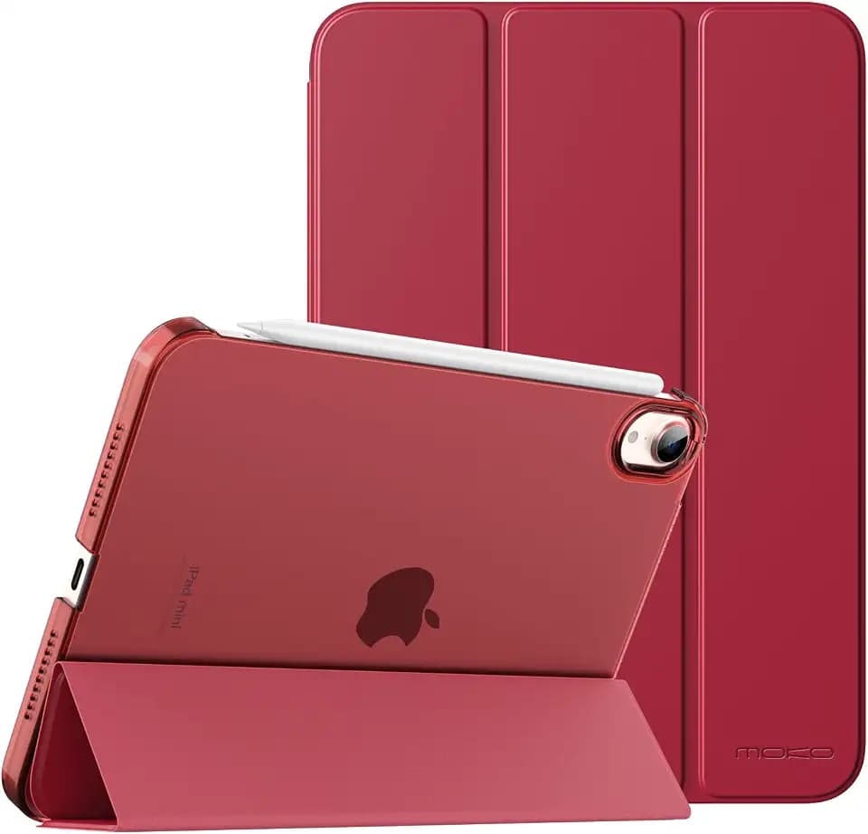MoKo Smart Case for iPad mini 7 A17 Pro/iPad mini 6 8.3 Inch, Wine Red