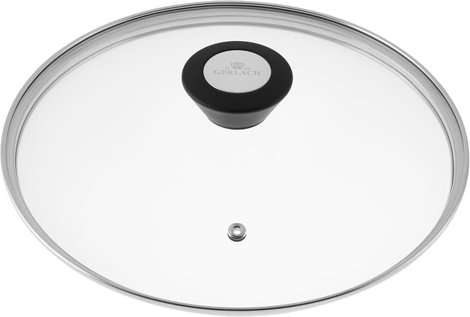 Gerlach 1760 Universal Glasdeckel 28 cm für Pfannen - Gehärtetes Glas - Rutschfester Soft-Touch-Griff, Hitzebeständig