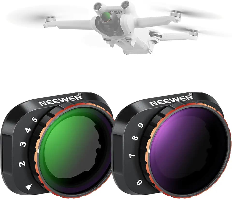 NEEWER Variables ND Filter Set, kompatibel mit DJI Mini 3 / Mini 3 Pro, ND2-32 + ND64-512, mehrfach beschichtete HD Objektive für Drohnenkameras, Zubehör für Luftaufnahmen und Videografie