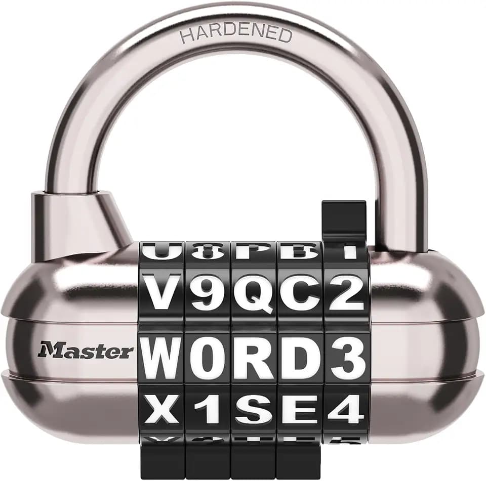 Master Lock Resettable Word Combination Padlock, Locker Lock, 1534BLKEC