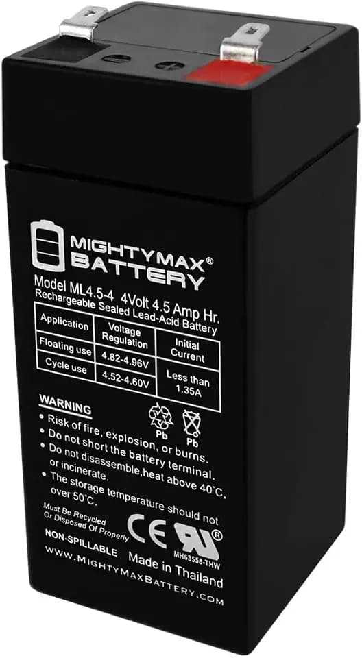 Mighty Max Battery 4 Volt 4.5 Ah Sealed Lead Acid Battery Brand Product