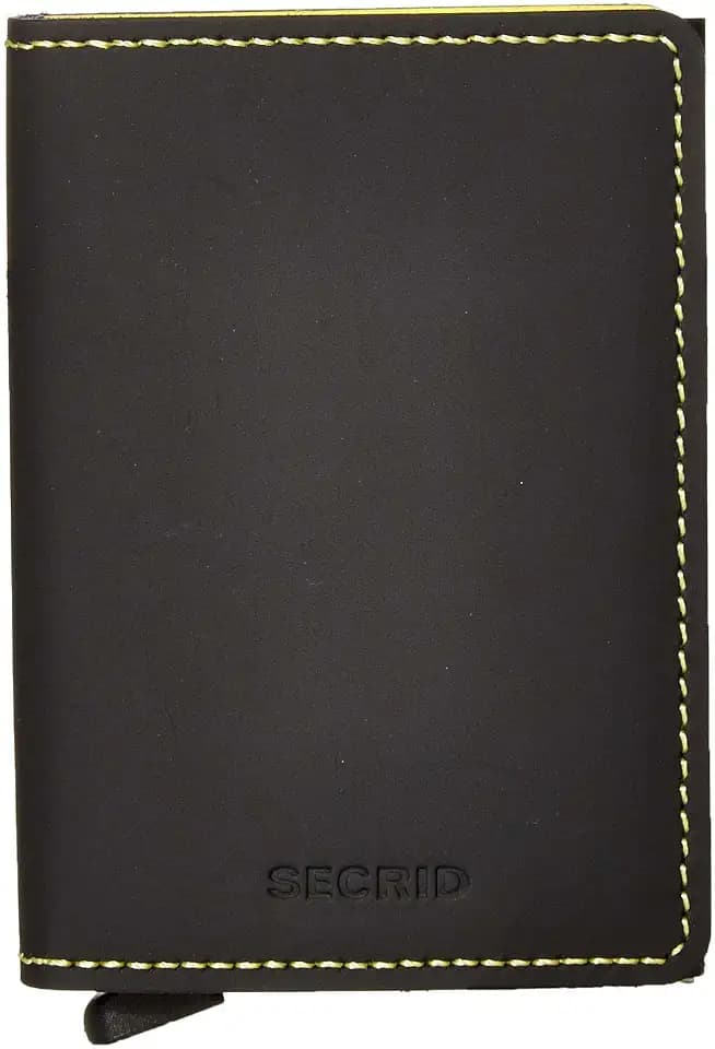 SECRID Secrid Slim Wallet Echtleder RFID-sichere Kartenhülle für max. 12 Karten (Schwarz/Gelb)