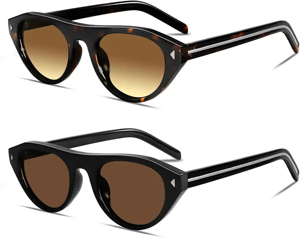 TYA Retro Oval Sunglasses for Women Men Vintage Cat Eye