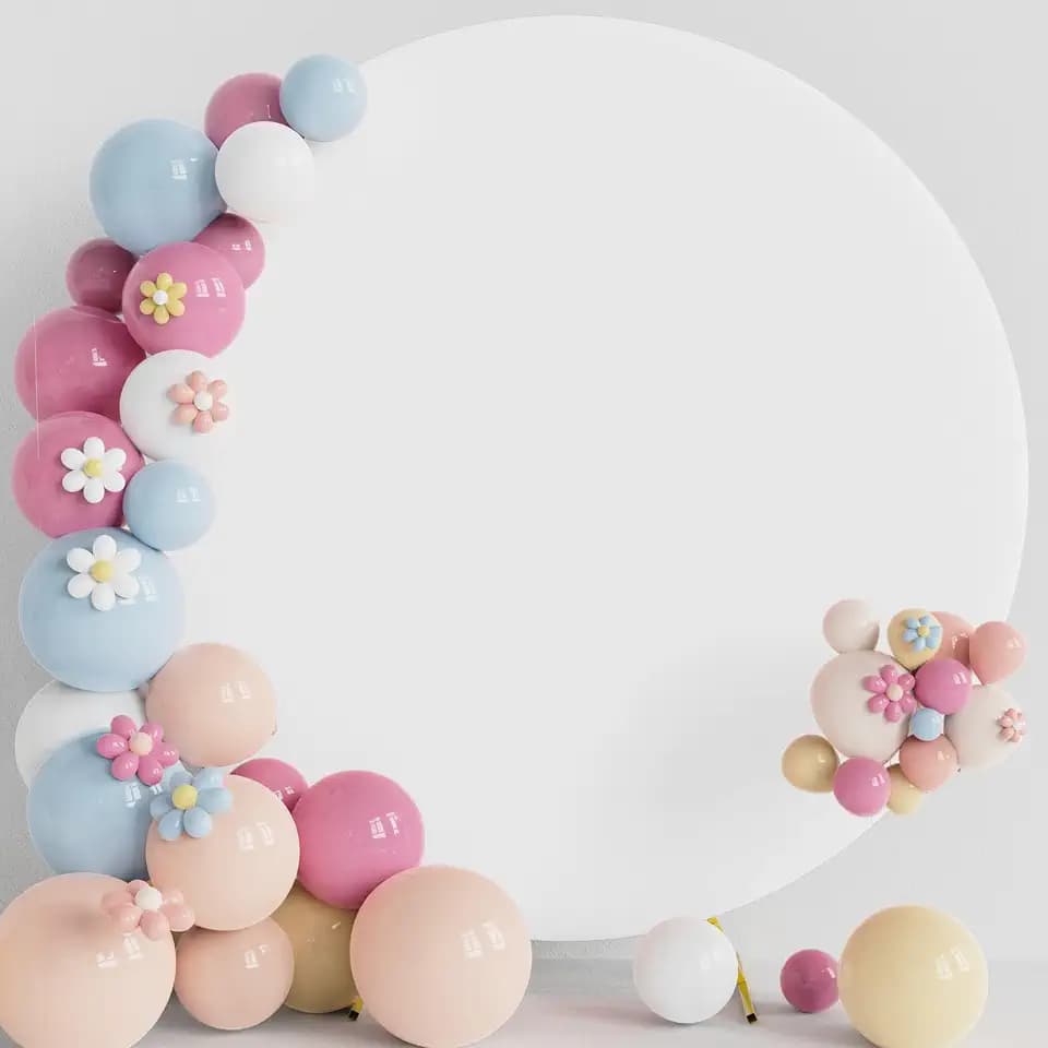 Putros Round Backdrop Cover, 6.6ft, Spandex Round Balloon Arch Cover, White
