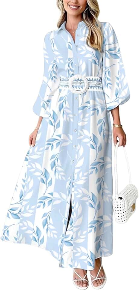 Floral Dress for Women 2026 Summer Boho Long Sleeve Maxi Dresses