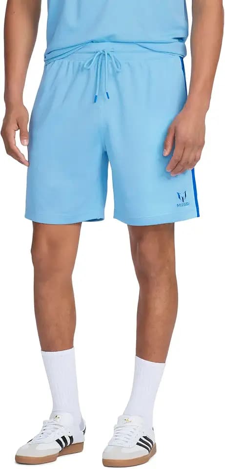 Messi Men's Lifestyle Closed Eye Mesh Shorts with Drawstring, Comfortable Fit, 100% Polyester