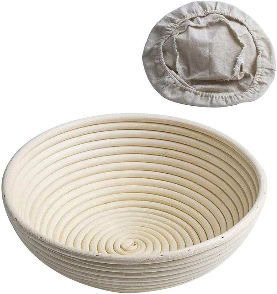 CANDeal Round 8 inch 22cm Banneton Proofing Basket Bread Proofing Rattan Bowl For 800g Dough with Free Liner