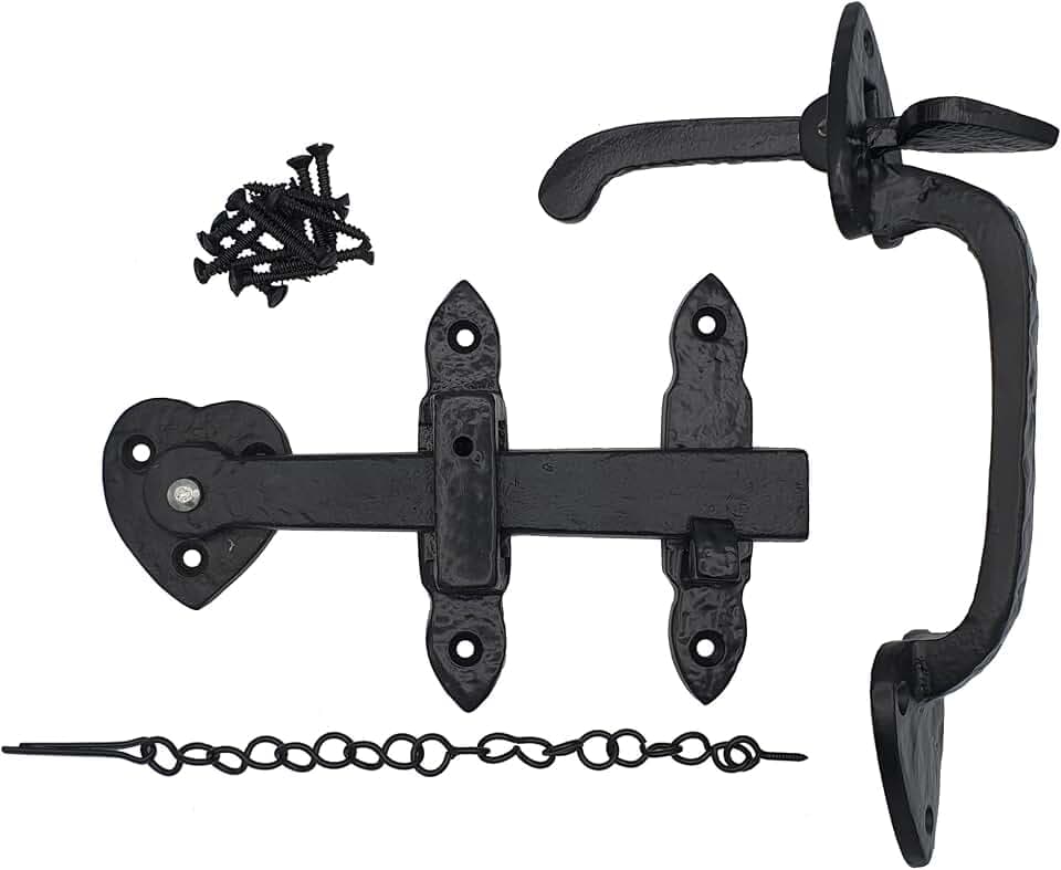 keypak Suffolk Riegel (Daumenhebel) mit Sicherungsstift, doppelseitiger Torzugang, Antikschwarz, 11,5 x 20 x 4,5 cm