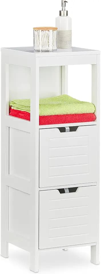 Relaxdays Badezimmerschrank Landhausstil, HBT: 90 x 30 x 30 cm, weiß