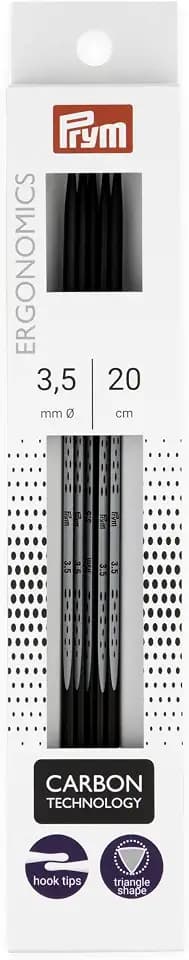 Prym 194223 Strumpfstricknadeln Ergonomics Carbon 20 cm 3,50 mm