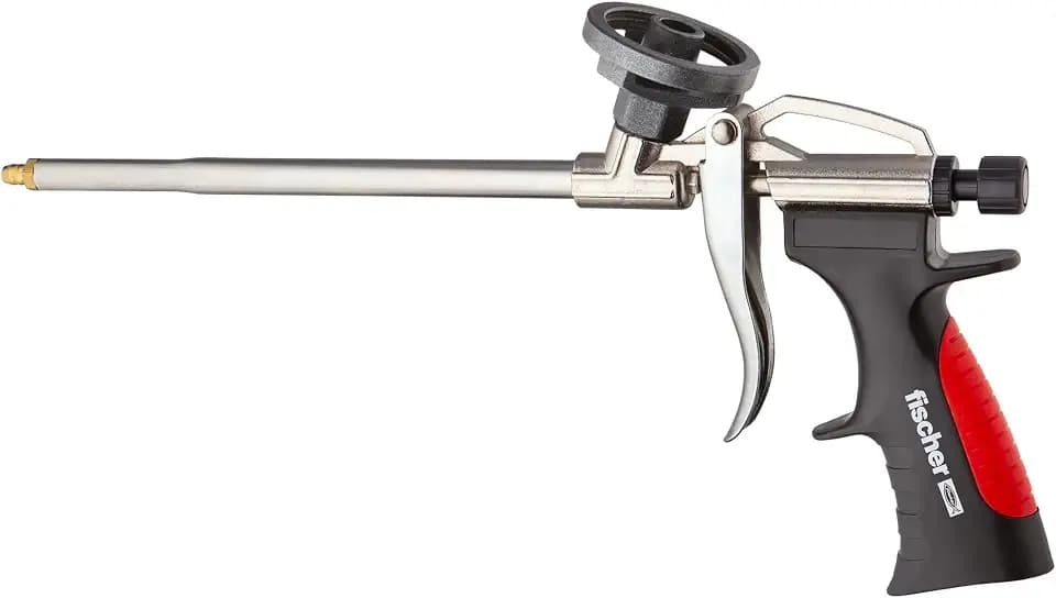 fischer Metallpistole PUP M3, robuste Schaumpistole für PU-Schäume, Bauschaumpistole zum effizienten Verarbeiten von Pistolenschäumen, langlebig aus Metall, rot