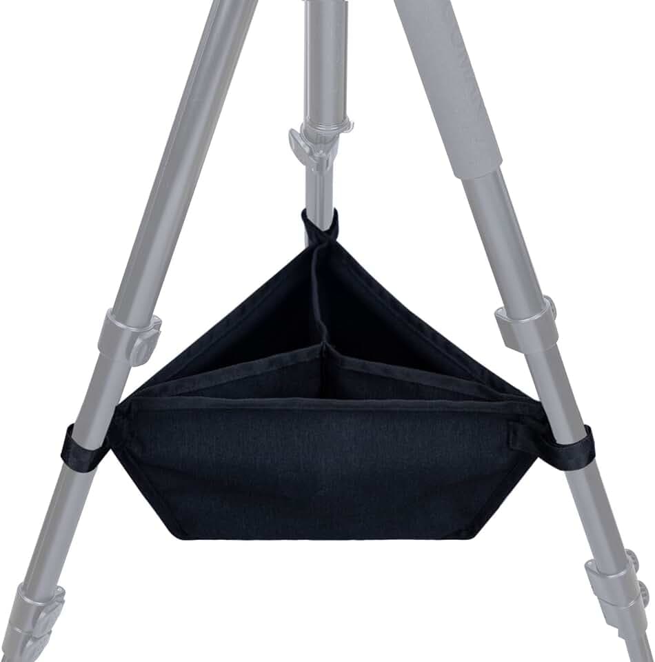 Tripod Stone Bag with 3 Compartments, Heavy Duty Sand Bag for Photography, Black