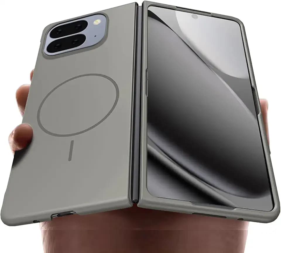 Magnetic Case for Google Pixel 9 Pro Fold [Compatible with MagSafe] Ultra Thin Soft Feel Protective Matte Hard PC Anti-Fingerprint Shockproof Cover, Grey