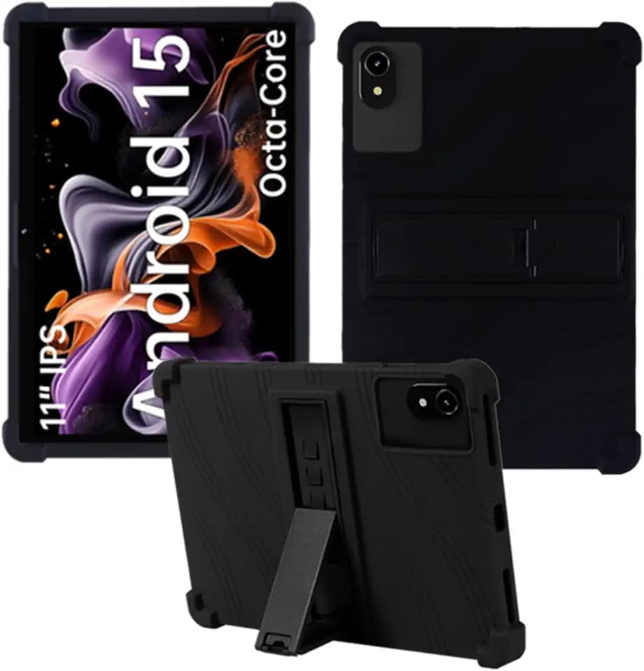 Case for ApoloMedia EP1095T 11 inch, Kids Friendly Soft Silicone Adjustable Stand Cover for ApoloSign EP1095T 11 inches Tablets (Black)