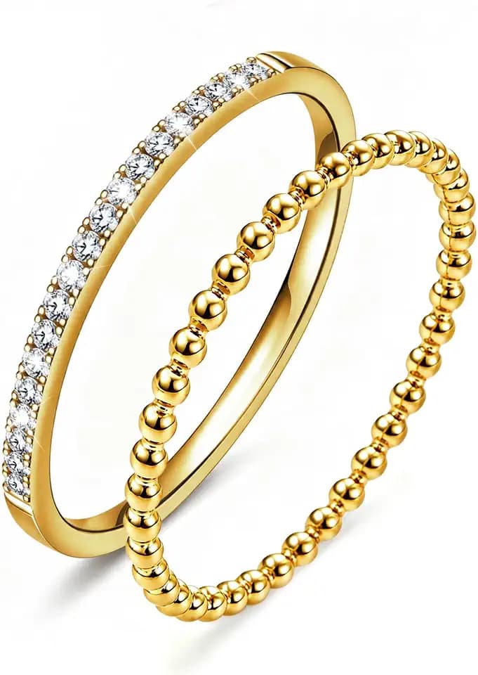 2-Pack 14K Gold Plated Stackable Bands for Oura Ring Gen 5/4/3