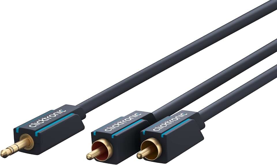 Clicktronic 3,5-mm-AUX-auf-Cinch-Adapterkabel, stereo / MP3 Audio Verlängerungskabel, Kopfhörer-Verlängerung, 3,5 mm Klinken Verlängerung, 2m Länge