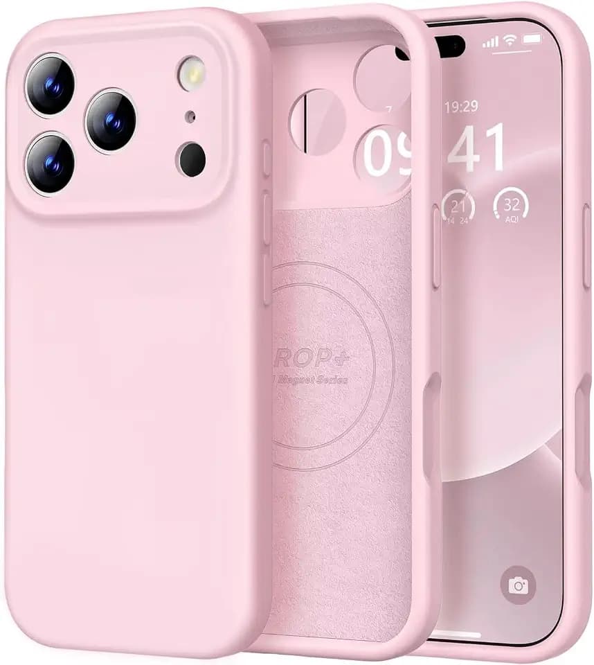 Vooii Magnetic for iPhone 17 Pro Max Case 6.9" Silicone, Chalk Pink