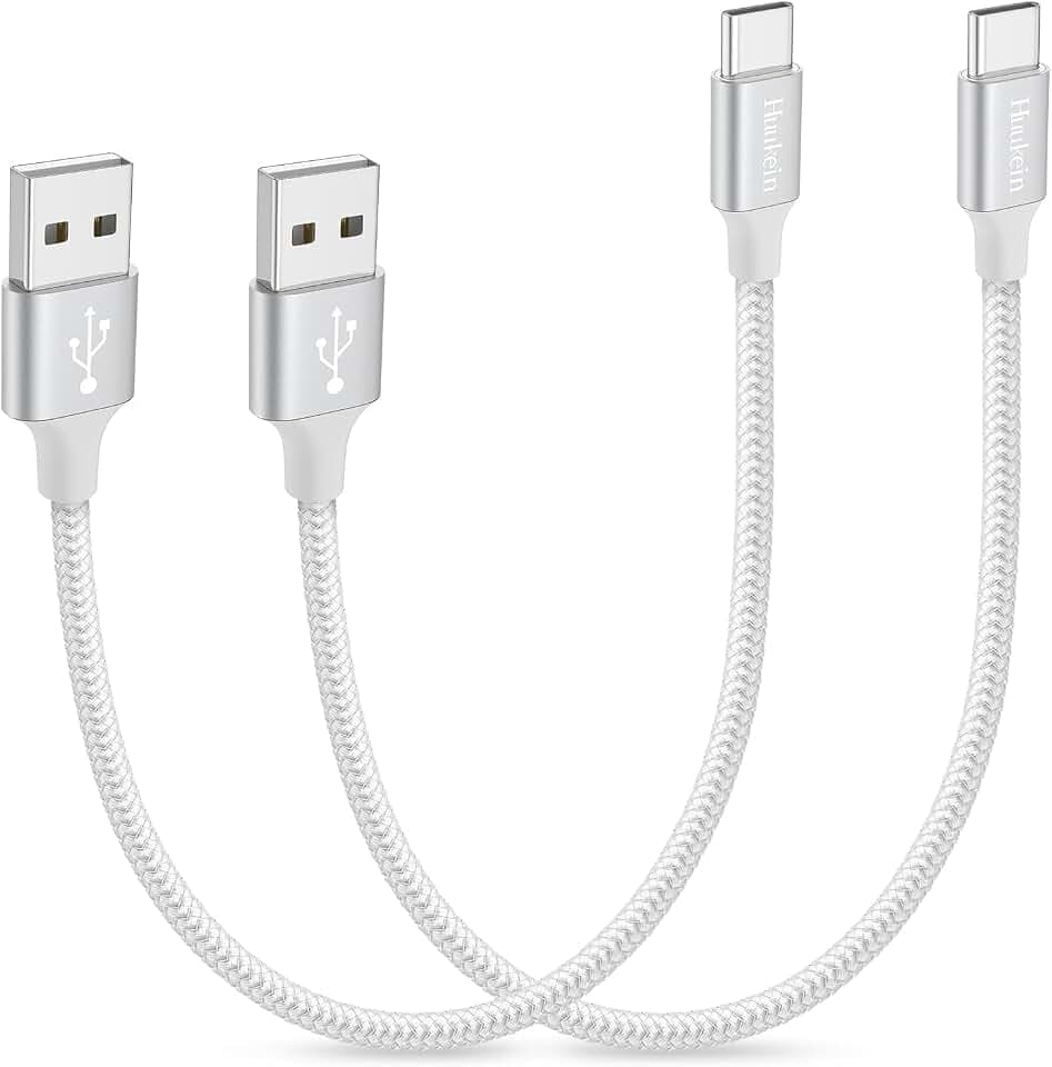 Short USB C Cable 1ft 2Pack USB A to USB C Carplay Cable, USBC Charger Cord