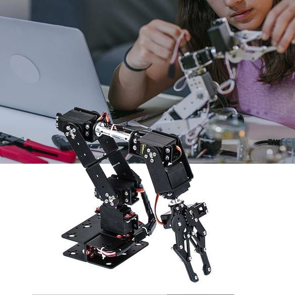 Naroote Roboter Roboterarm, Roboter Kinderarm Roboter Mechanischer Arm Greifer Klaue Kit 6 Dof Manipulator Industrieroboter Teile