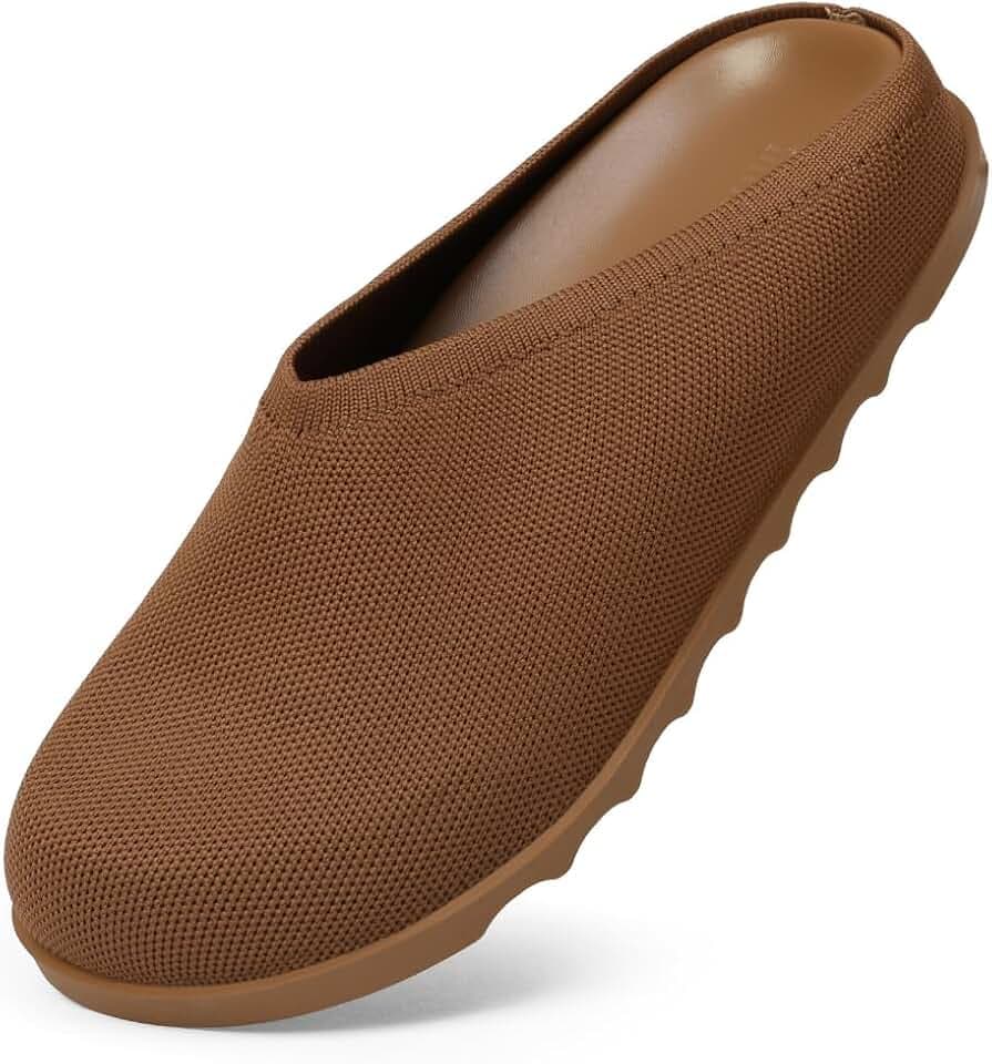 iiimmu Women Clogs Knit Slip On Mules Work Shoes with Arch Support Slippers Round Toe Slides Comfortable Flats