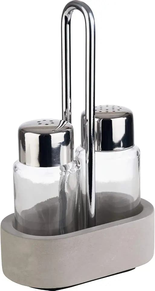 APS 40410 Menage "ELEMENT", 10 x 6 cm, Höhe 17 cm, Set besteht aus: Salz- und Pfefferstreuer, Betonständer
