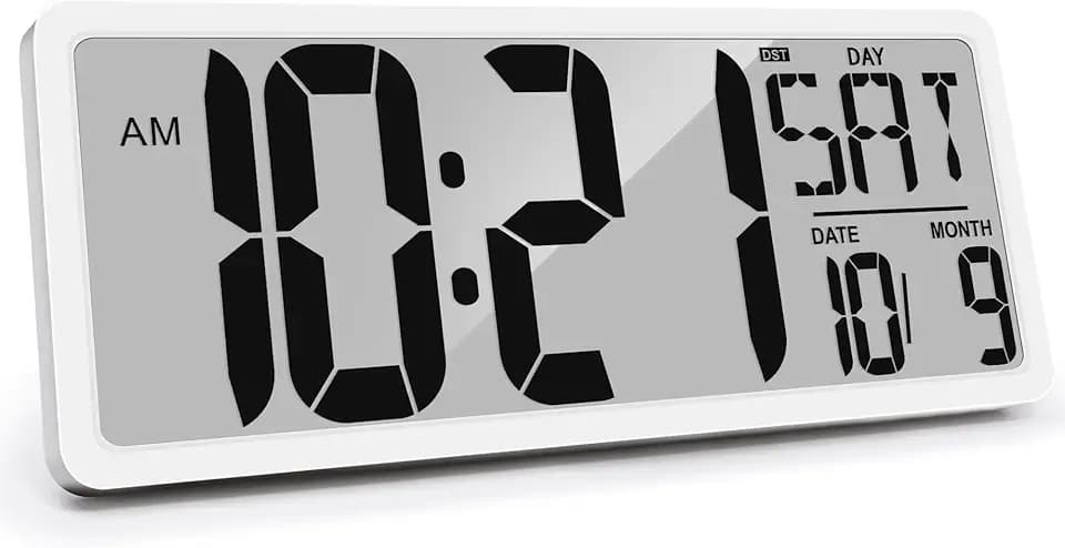 Große digitale Wanduhr, 38,1 cm, digitaler Wecker für Schlafzimmer, Wanduhren, batteriebetrieben, Digitaluhr, großes Display mit Temperatur, Schreibtischuhren für Büro, Digitaluhr für Wohnzimmer-Dekor