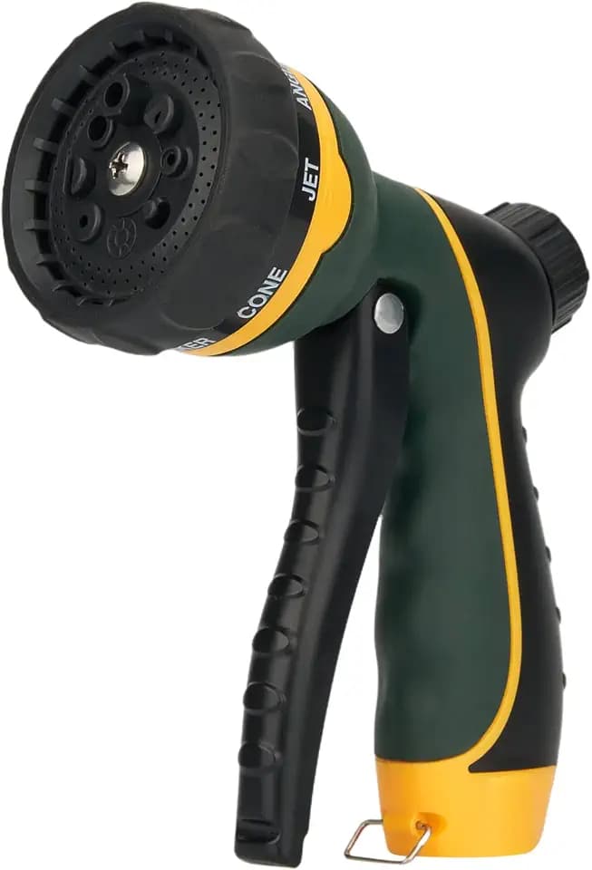 Garden Hose Sprayer Nozzle - Water Spray with 8 Adjustable Patterns, Impact Resistant and Non-Slip for Watering Plants, Pets Bathing and Cleaning,Car Washing (Green)