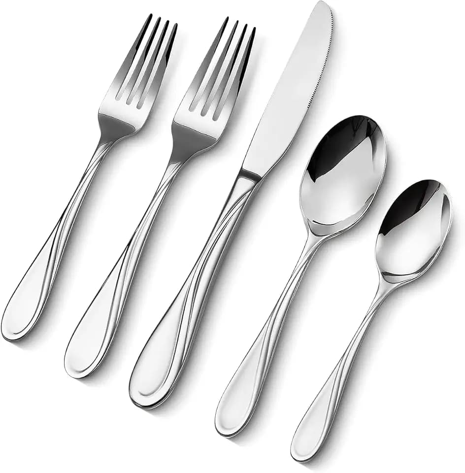 VEVOR Besteckset für 6 Personen, 30-teiliges Essbesteck-Set aus lebensmittelechtem Edelstahl, Spülmaschinenfestes Essgeschirr für die Küche, inkl. Messer Gabel Löffel