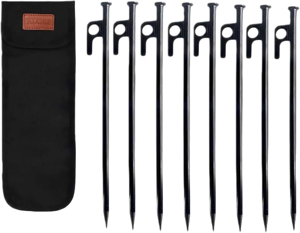 12 inch Tent Stakes, 8 Pcs Non-Rust Metal Heavy Duty Spikes for Camping Patio, Garden, Rocky Ground, Grassland, Outdoor